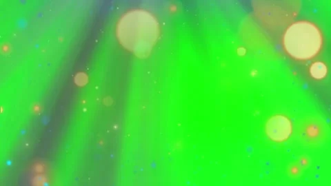Abstract Green Light Rays with Bokeh Effect and Glowing Dots in Dark Background Stock Footage 339123769
