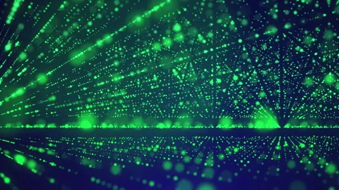 Abstract green light rays on dark gradient background. Endless light corridor Stock Footage 269414222