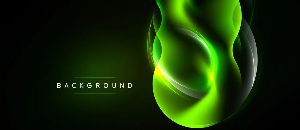 Abstract green light shapes flow, creating dynamic background. Bright curves Stock Illustration