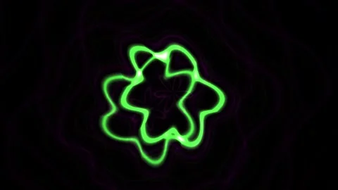 Abstract Green Light Trails Forming Organic Shapes on Black Background. Stock Footage 333916493