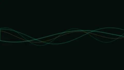 Abstract green light waves flowing horizontally against a deep black backgrou Vídeo Stock 338310218