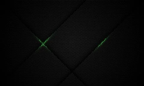 Abstract green line slash dynamic light shadow on dark grey mesh design Illustrazione stock