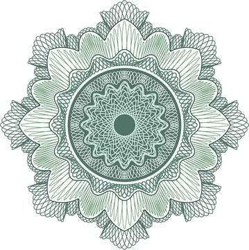 Abstract green linear guilloche rosette. Stock Illustration