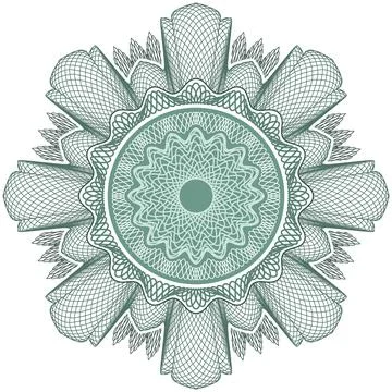 Abstract green linear guilloche rosette. Stock Illustration
