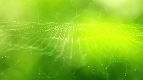 Abstract green lines and dots on nature looping bokeh background Stock Footage 229693678