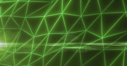 Abstract green lines and triangles glowing high tech digital energy abstrac.. Stock Illustration