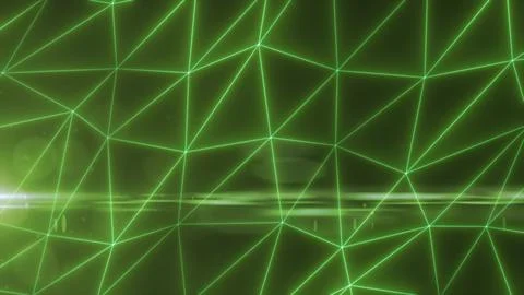 Abstract green lines and triangles glowing high tech digital energy abstract  Stock Illustration