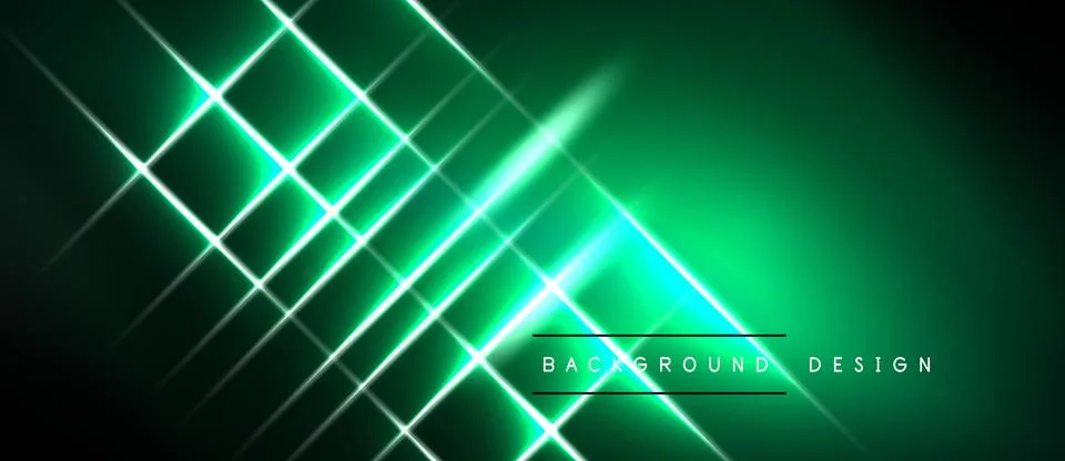 Abstract green lines create dynamic grid pattern. Dark background enhances Stock Illustration