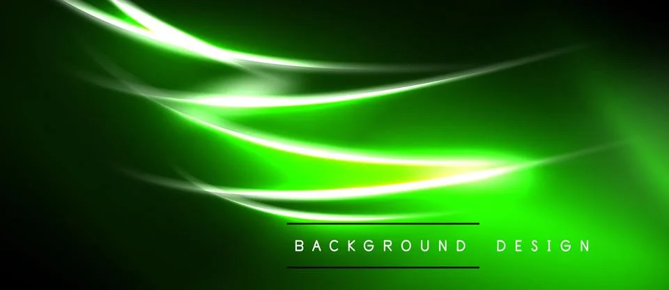 Abstract green lines create dynamic flow. Dark background emphasizes bright.. Illustrazione stock