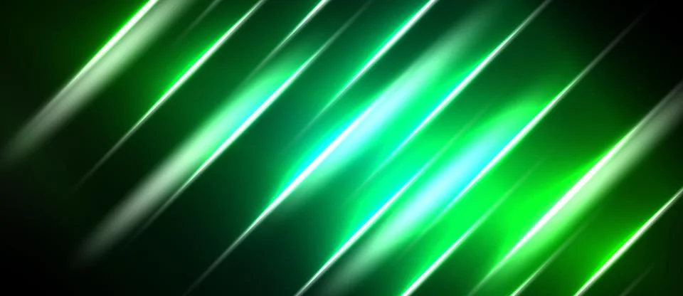 Abstract green lines create dynamic diagonal pattern. Bright streaks contrast 스톡 일러스트