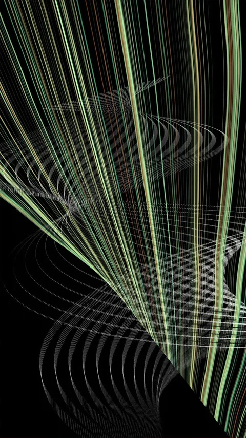 Abstract green lines flowing on black background Stock Footage 342279776
