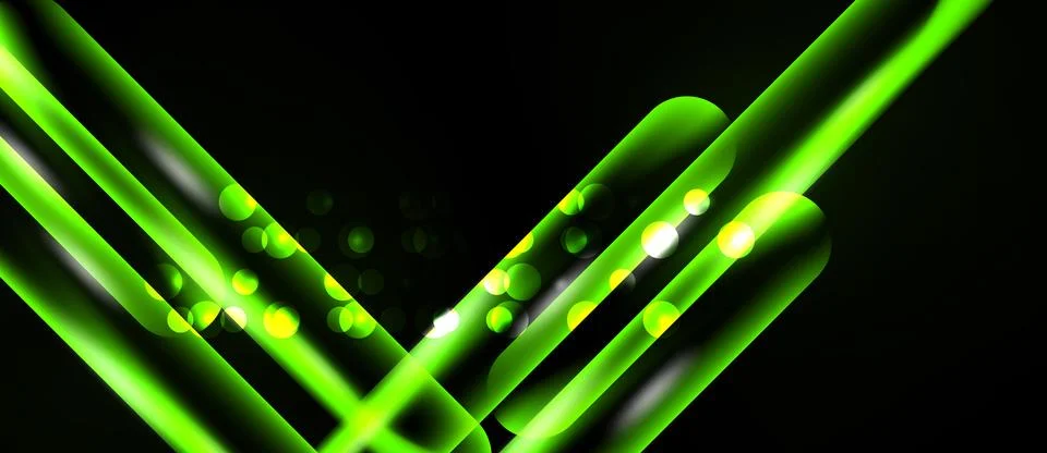 Abstract green lines intersect, creating dynamic visual effect. Bright circle イラスト素材