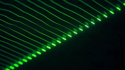 Abstract green lines moving down diagonally on dark background seamless loop Stock Footage 327521758