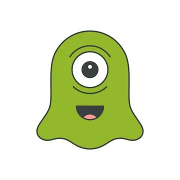 Abstract green liquid alien smiling character eye pop art groovy style t sh.. 스톡 일러스트