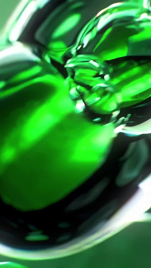 An Abstract Green Liquid featuring Bubbles and Beautiful Reflections of Lig.. Stock Footage 300751841