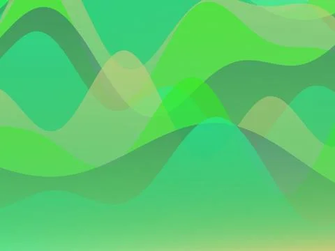 Abstract green liquid waves background with layered translucent wavy shapes.. Stock Illustration