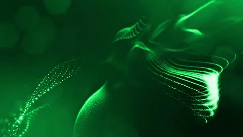 Abstract green looped background of glowing particles like Chrisrmas garland Stock Footage 97013232