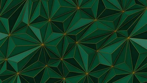 Abstract green low poly background with copy space and golden stripe Illustrazione stock