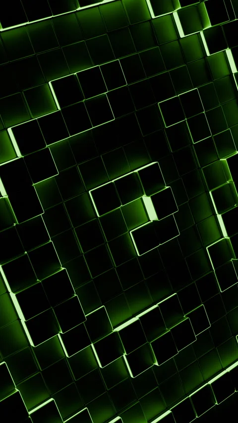Abstract green luminous cubes moving background Stock Footage 319409834