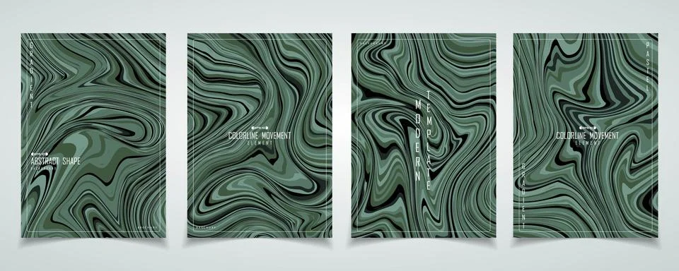 Abstract green marble pattern design of brochure set template background. Stock Illustration