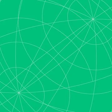 Abstract green mathematical background featuring multiple thin white curved Stock Illustration