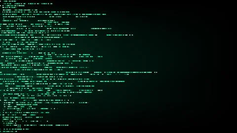 Abstract green matrix code streaming horizontally on dark background, futur.. Stockillustratie