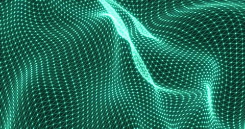 Abstract green matrix geometrical line and point dots wave like background Video stock 291840979