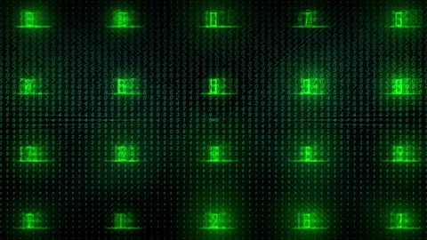 Abstract Green Matrix Network Binary Code and Digital Connections Stock Footage 306769327