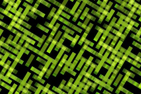 Abstract green maze pattern on black background Stock Illustration