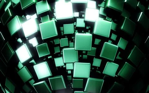 Abstract green metal boxes background Stock Illustration