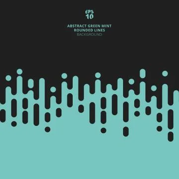 Abstract green mint color rounded lines halftone pattern black background. Stock Illustration