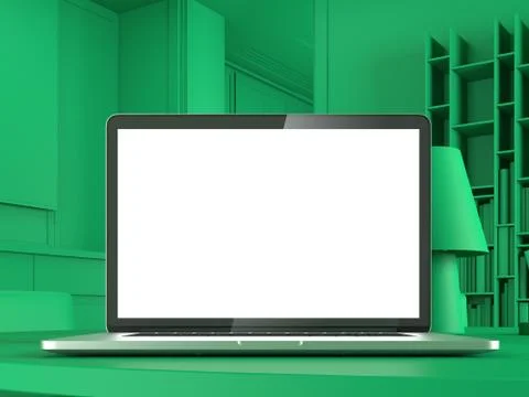 Abstract green modern workspace. 3d rendering Stock Illustration