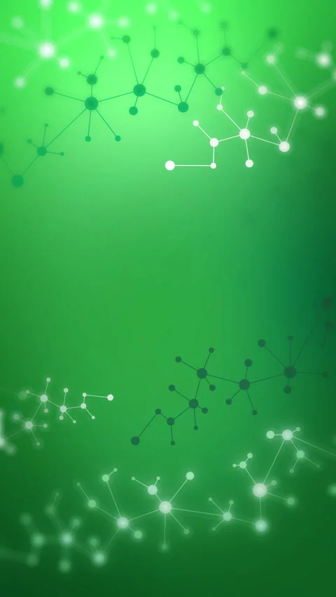 Abstract green molecular network background with connected dots Vertical video. Stock Footage 333132673