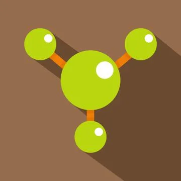 Abstract green molecules icon, flat style Stock Illustration