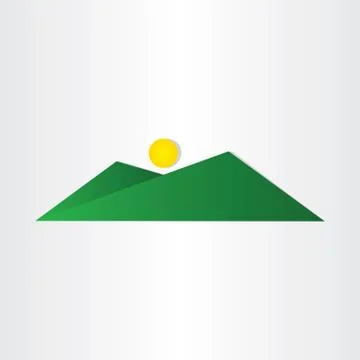 Abstract green mountain with sun Stock Illustration