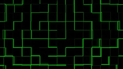 Abstract Green Neon Light Cube Background Video, blinking Motion Background Loop Stock Footage 232387234