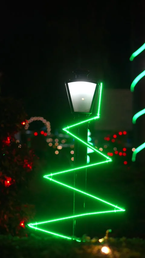 Abstract Green Neon Light Decoration Creating Festive Night Pattern Stock Footage 327400153