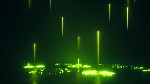 Abstract green neon light trails moving on dark surface technology background Stock Footage 327520281