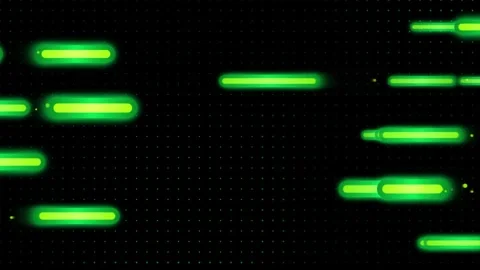 Abstract green neon lines animation moving horizontally on a black grid bac.. Vídeo Stock 343820876
