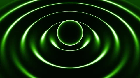 Abstract Green Neon Ripple Waves with Floating Sphere Background Loop Stock Footage 338282457
