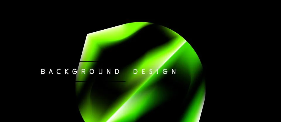 Abstract green neon shape over black background. Dynamic lines create futur.. Ilustração Stock
