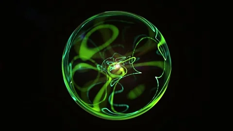 Abstract green neon transparent sphere, green energy movement, distorted el.. Stock Footage 320802498