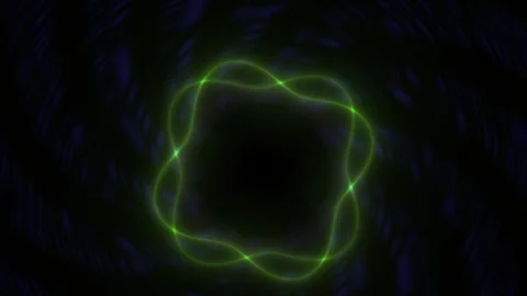 Abstract Green Neon Waveform Pulsating Around Dark Center. Stockbeeldmateriaal 334489557