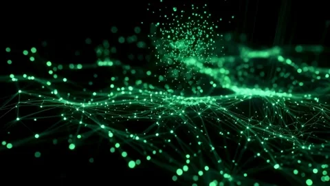Abstract Green Network Connection Digital Data Visualization Over Black Bac.. Stock Footage 321948281