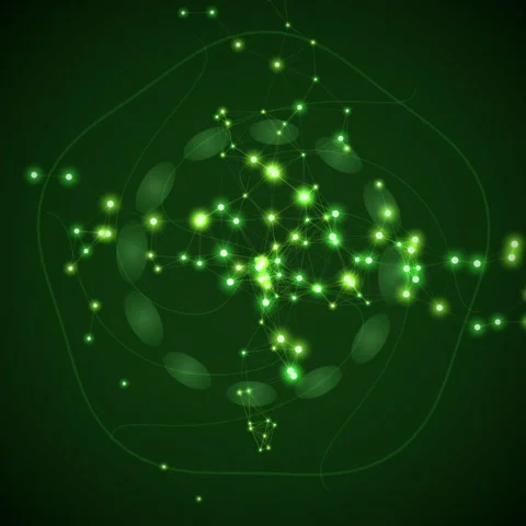 Abstract green network nodes and connections, digital data flow, science co.. Stock Footage 347264273