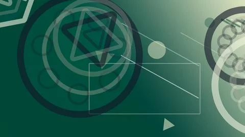Abstract green network nodes and connection lines float in a soft digital h.. Stock Illustration