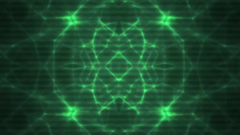 Abstract Green Network Pattern with Pulsating Lights and Grid Overlay. Stock Footage 334489856