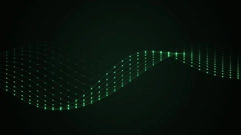 Abstract green network wave moving on black background in futuristic dynami.. 스톡 동영상 346453095