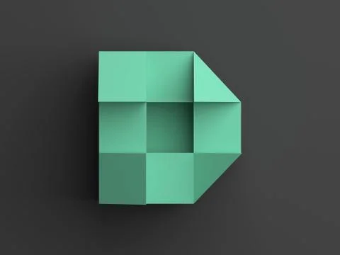 Abstract green object in shape of D letter Illustrazione stock