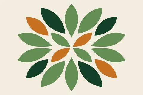 Abstract green orange leaf mandala design element Stockillustratie